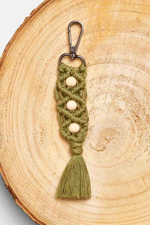 Macrame sleutelhanger kraal groen Macrame sleutelhanger kraal groen